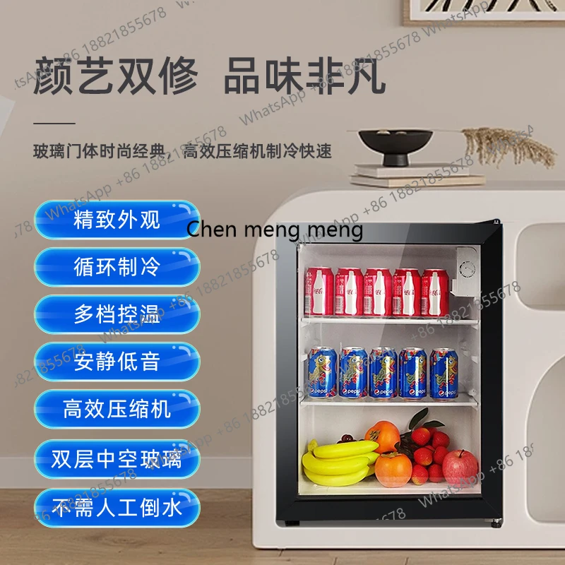 Geladeira pequena doméstica comercial escritório bebidas chá vinho tinto geladeira pequena transparente