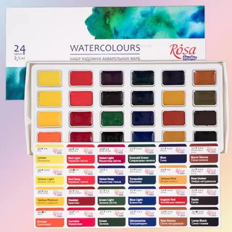 Imagem -03 - Conjunto de Pintura Aquarela Monocromática para Estudantes Pintura para Criação Bloco Completo Noite Branca Arte Graduada Ucrânia 16 ou 24 Cores