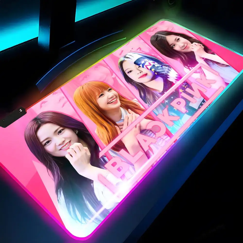 Kpop-BLACKPINks Mouse Pad Rgb Xxl Laptop Mat Gaming Mousepad tastiera retroilluminata Gamer Girl Table Pad scrivania