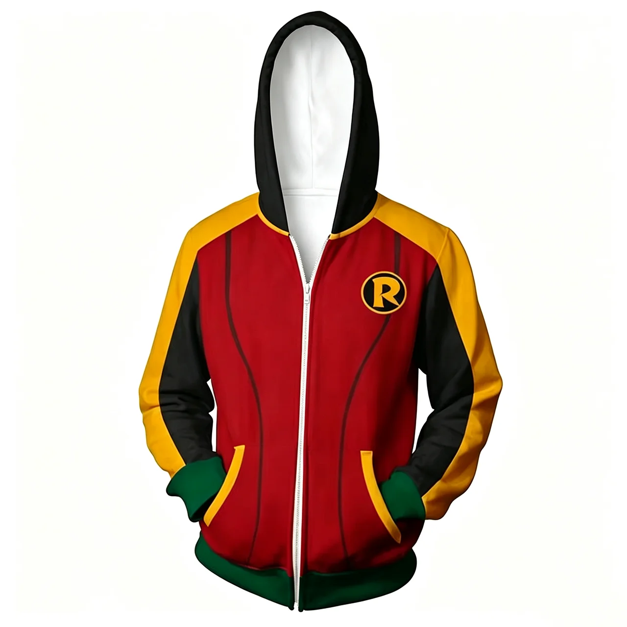 Superhelden-Kostüm: Nightwing Robin Cosplay Hoodie, Sweatshirt, Halloween-Reißverschluss-Oberbekleidung, lässige Hoodies, Cosplay-Kostümjacken – Detail 5
