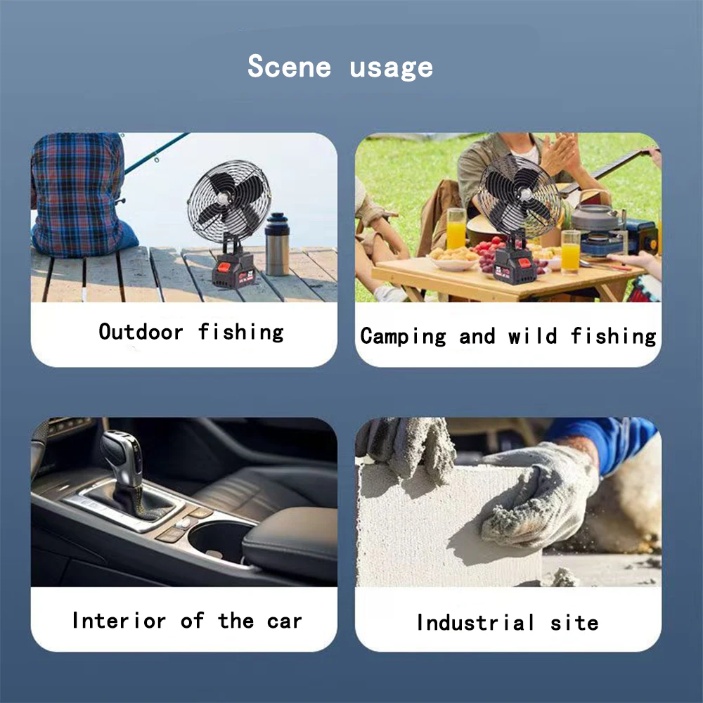 20000mAh مروحة التخييم 6 بوصة اللاسلكية في الهواء الطلق الصيد سطح المكتب المحمولة مروحة معدنية مروحة الرياح القوية مع 2 بطارية لا USB