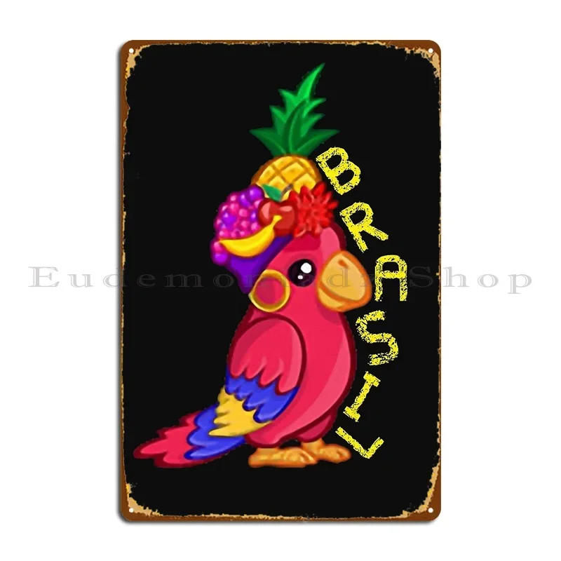Placa de Metal Personalizada Brasil Carmen Miranda Papagaio Professor de Espanhol Cultura Gastronômica Pôster de Cinema em Lata