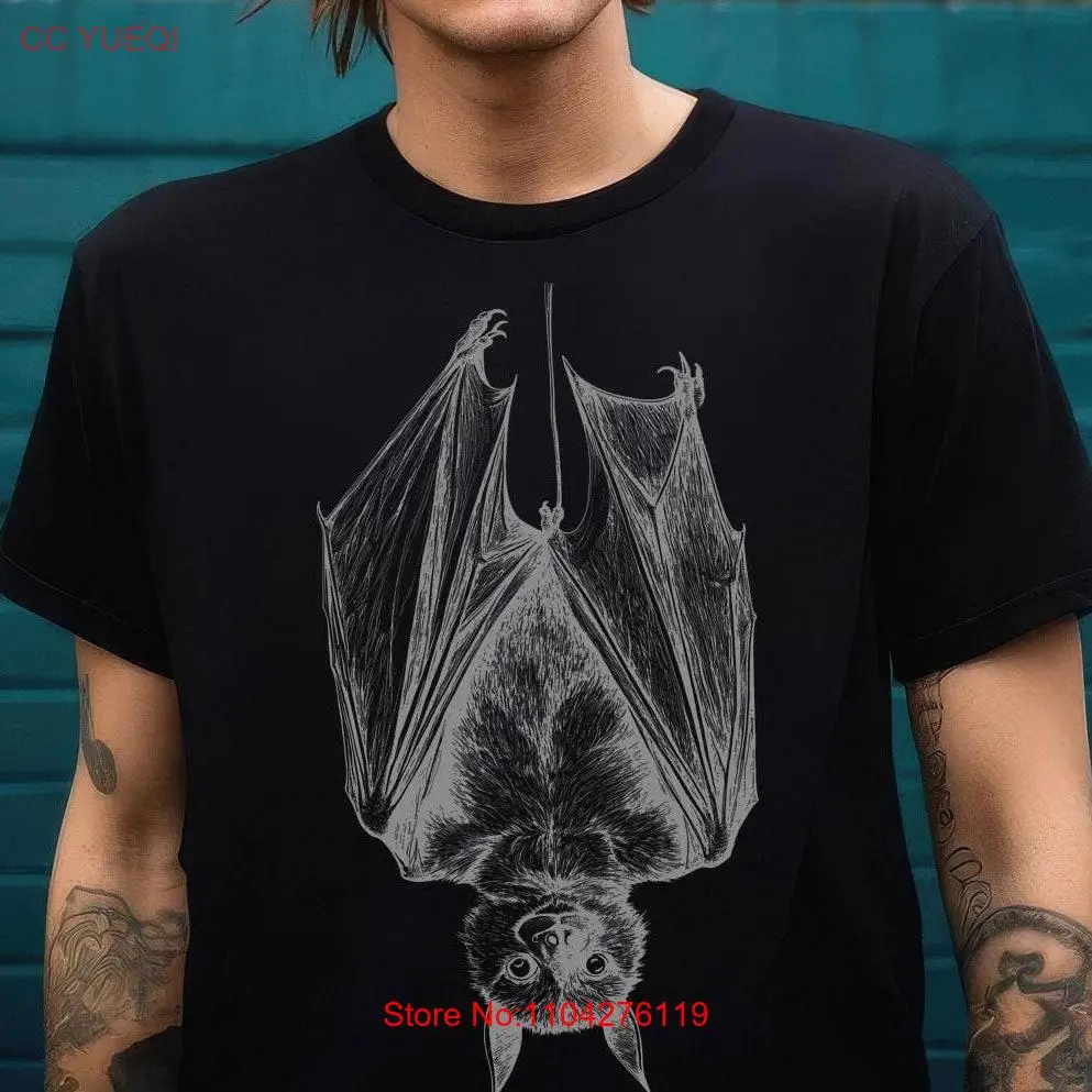 Męska koszulka BaT dla dzieci Halloween Nietoperze z wiszącym do góry nogami, długimi lub krótkimi rękawami