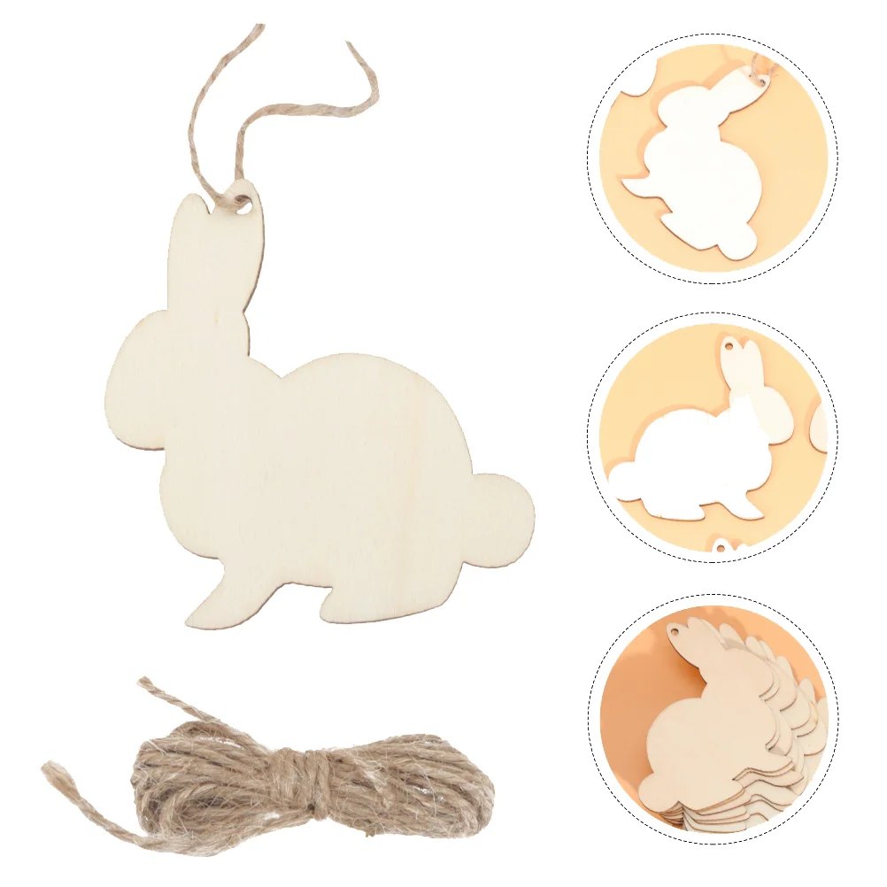 

30pcs Wooden Pendants Hollow Out Easter Decorations Lovely Crafts Supplies Bunny Chips Sewing Accessories