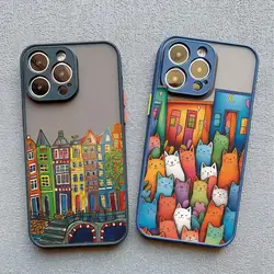 Colorful Town Phone Case for Iphone 13 12 11 Pro Max Mini 16 15 14 Pro Max Plus 17 Pro Max X XR XS Shockproof Back Cover Funda