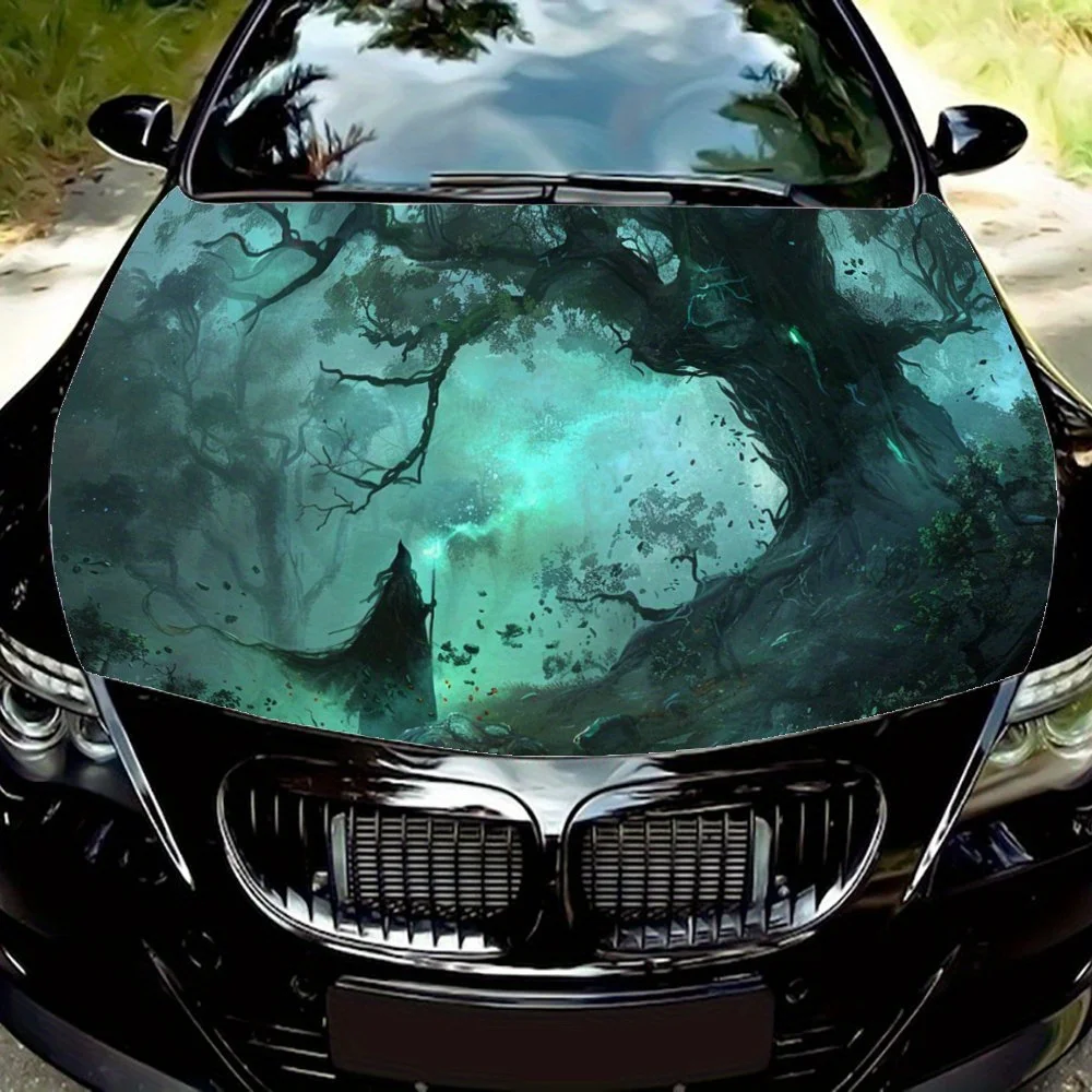 

Witch’s Magic Realm Print Car Hood Decal Sticker, Car Vinyl Wraps Suitable for Most Vehicles, Auto Engine Hood Protective Film