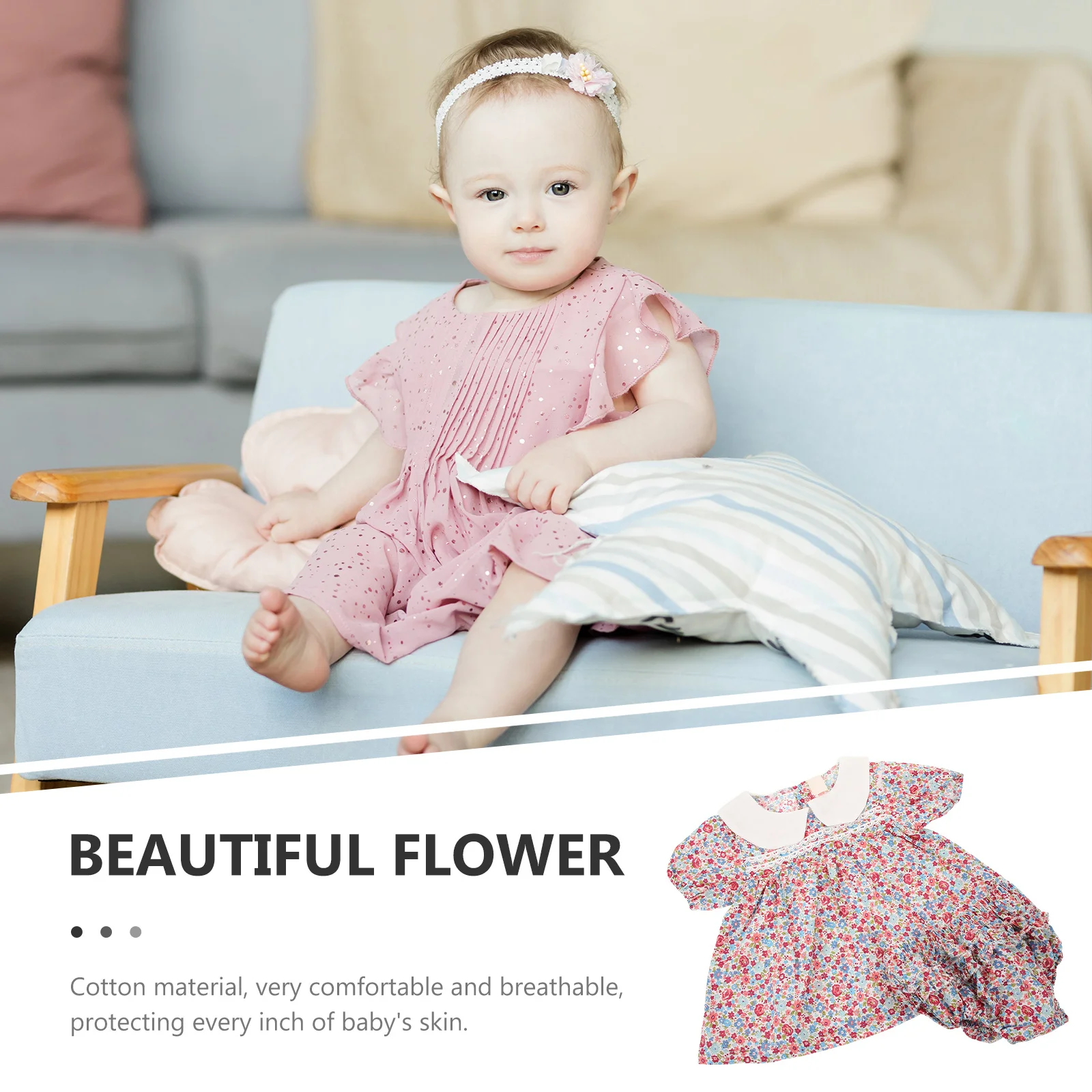

Baby Girls Short Sleeve Romper Lovely Flower Print Comfortable Cotton Summer Clothes for Daily Wear Photo Shoot Gift