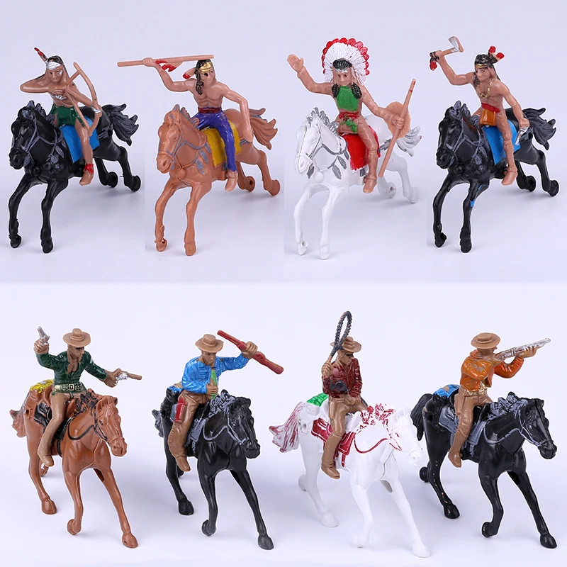 Cowboy Horse Toy Office Desk Decoration for Kids Room and Theme Parties, 8 PCs/Lot