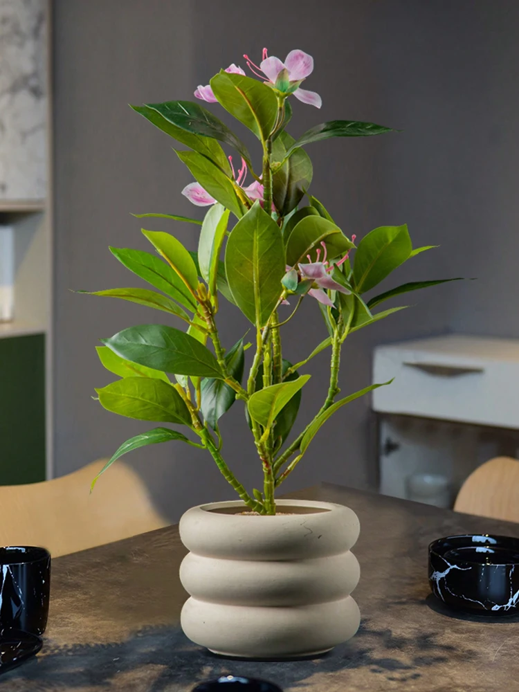 21–40 cm künstliche Azaleen-Pflanzen, künstlicher Gummibaum, tropische Palmenblätter, künstlicher Ficus mit Blumen, grüne Kunststoffpflanzen für Zuhause – Detail 12