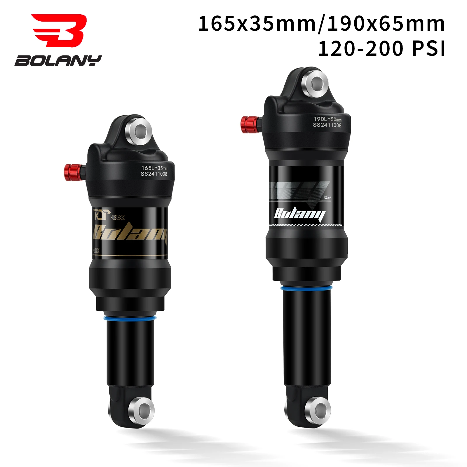 BOLANY MTB aire amortiguador trasero 165x35mm 190x65mm bicicleta de montaña suspensión neumática amortiguador hidráulico piezas de bicicleta cuesta abajo
