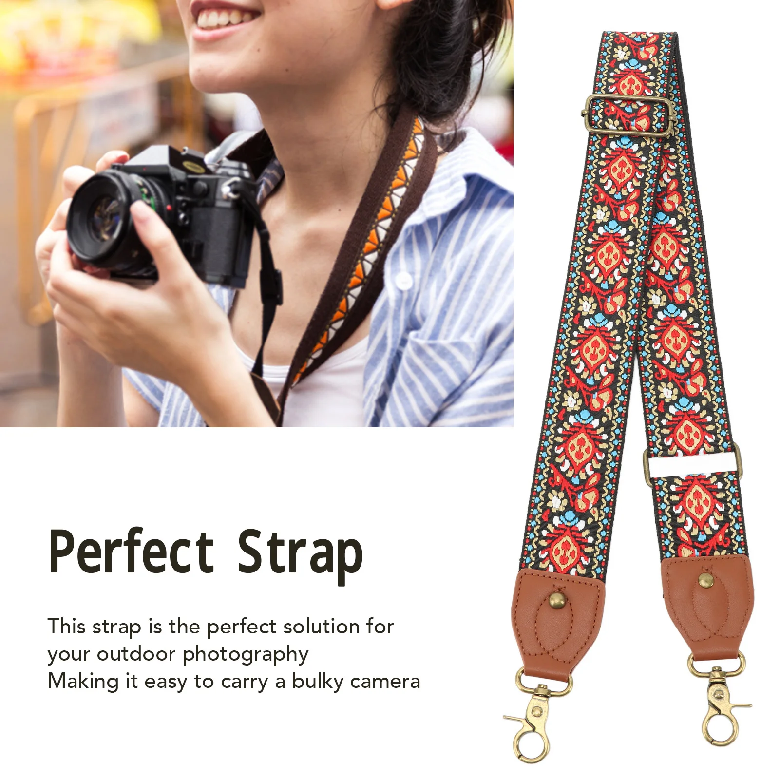 Ethnic  Camera Strap Fashionable Outdoor Photography Equipment Camera Shoulder Strap Widened for Outdoor Photography