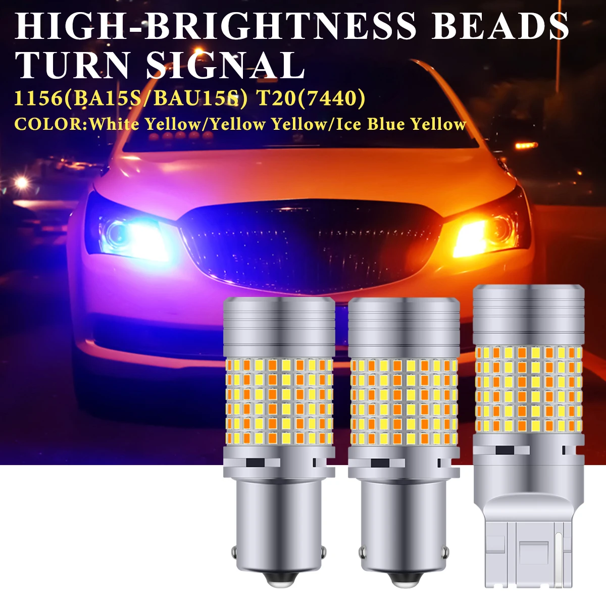 

2X BA15S P21W 1156 BAU15S LED Canbus T20 7440 W21W Car Daytime Running Lamp Turn Signal Light Dual Color Auto Bulbs No Error