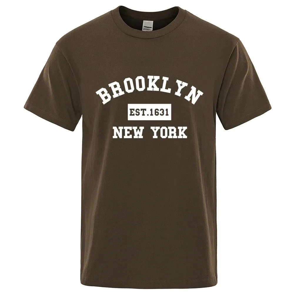 New Brooklyn Est 1631 New York Letter Print T-Shirt Man Casual Loose T-Shirts Summer Cotton Tops Fashion Breathable Tee Clothing