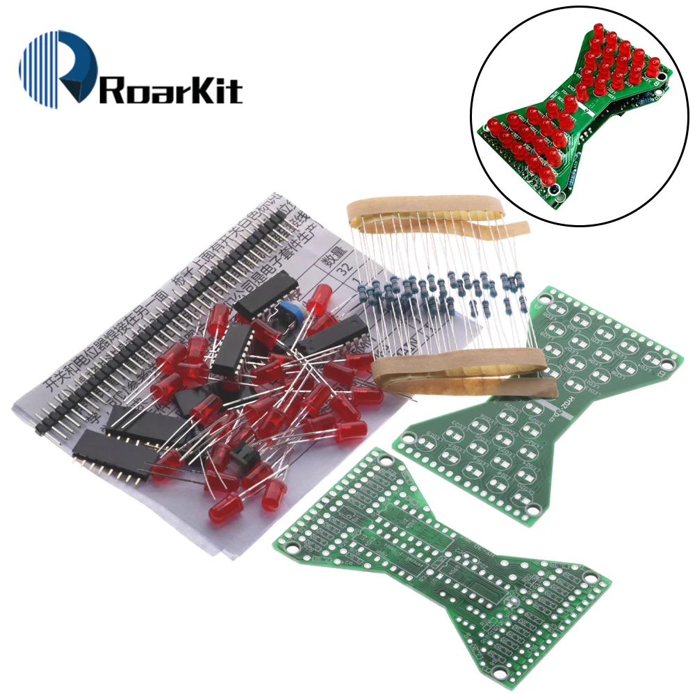 DC 5V Azul Vermelho Verde LED Hourglass DIY Kits Ajustável Velocidade de Flowing Double Layer PCB Board Engraçado Eletrônico Solda Treinamento