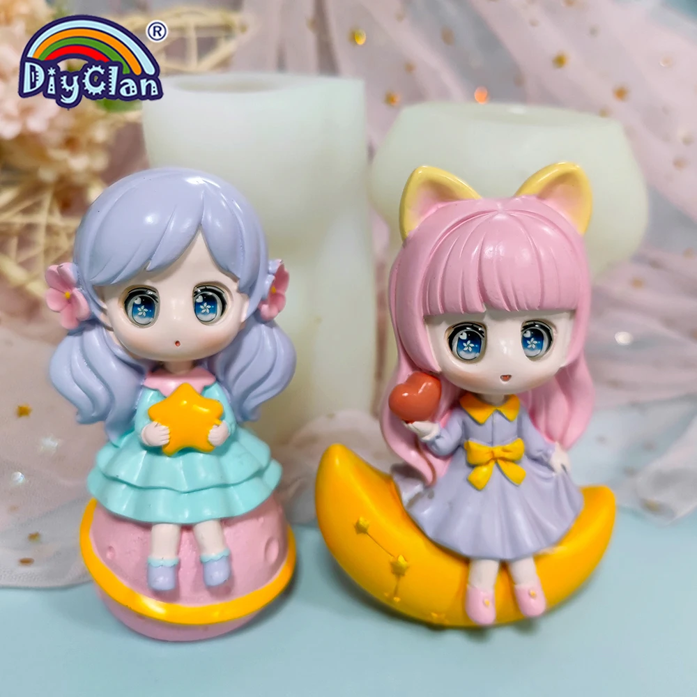 Cute Cartoon Girl Princess Model Silicone Mold Fondant Cake Decorating Tools Chocolate Mousse Dessert Kitchen Baking Cake Tools