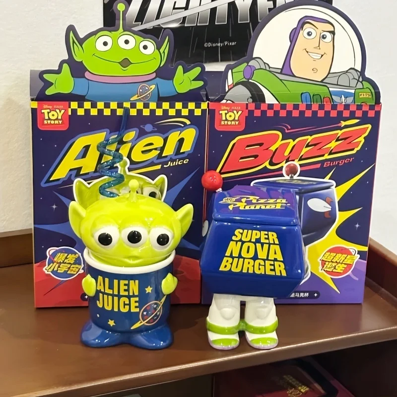 

Cartoon Toy Story Buzz Lightyear Alien Star Restaurant Mu Covered Ceramic Snack Storage Water Cup Home Decoration Toy Gifts