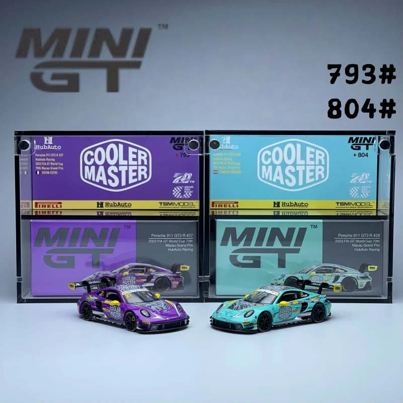 Auf Lager MINIGT 1:64 793/804 911 GT3 R Legierung Druckguss Miniaturmodell, Dekorationsartikel für Erwachsene, Jungenspielzeug, Kindergeschenk