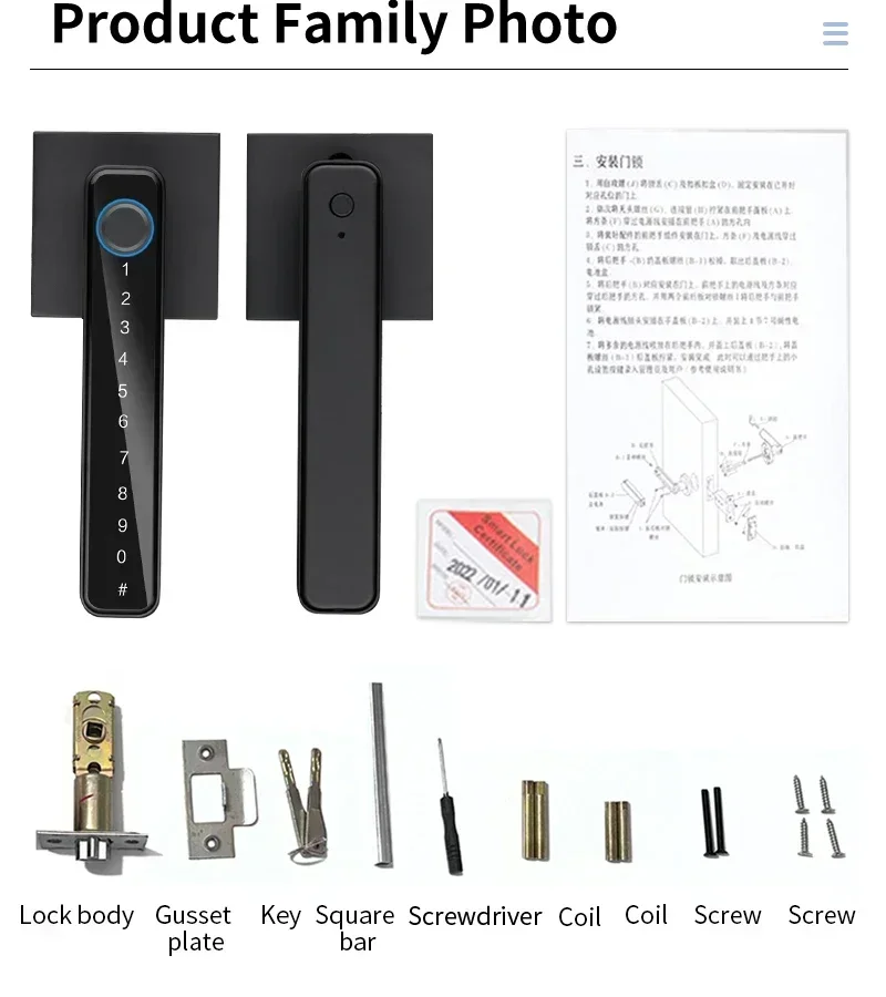Tuya APP Unlock Bluetooth Smart Door Lock Biometric Fingerprint Lock Password Key Remote Unlock Digital Electronic Lock TTlock