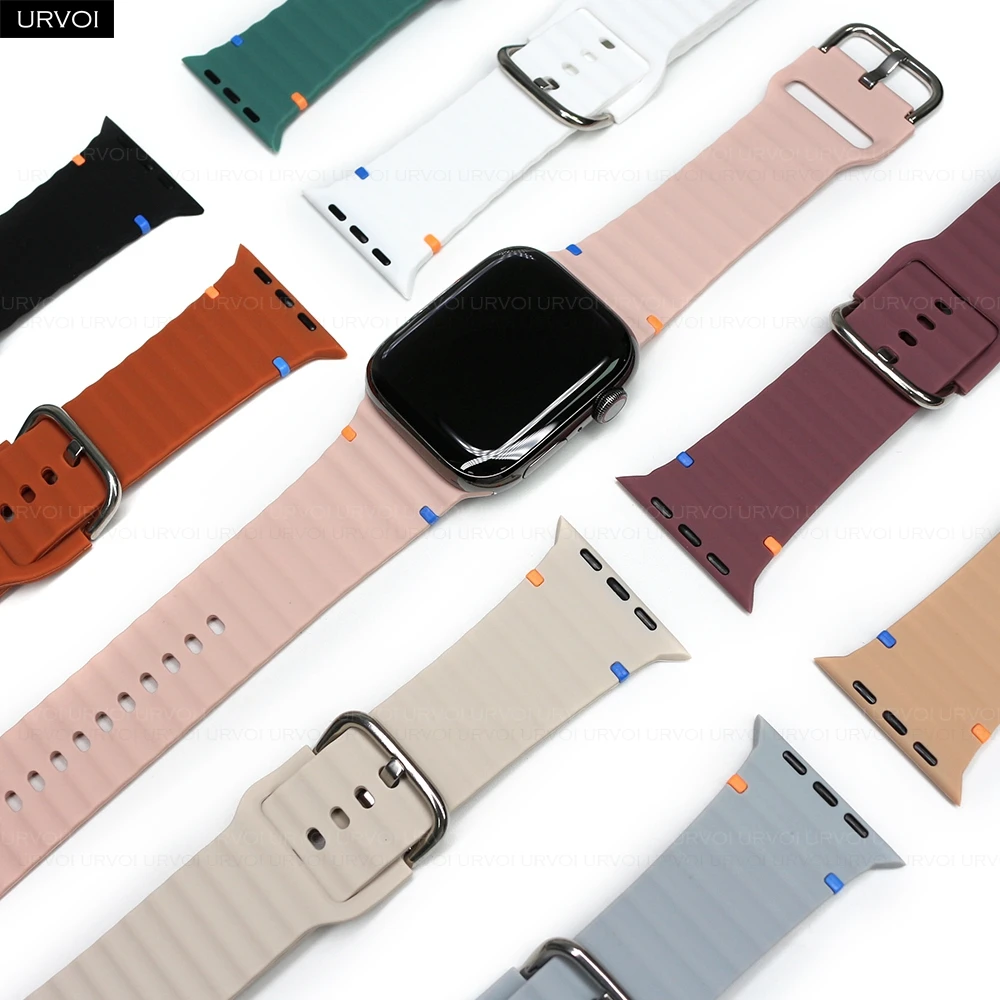 URVOI Armband für Apple Watch Ultra 2, 1 Serie 10, 9, 8, 7, 6, 5, weiches Silikonarmband für iWatch-Dornschließe, angenehmes Gefühl, einfaches Tragen