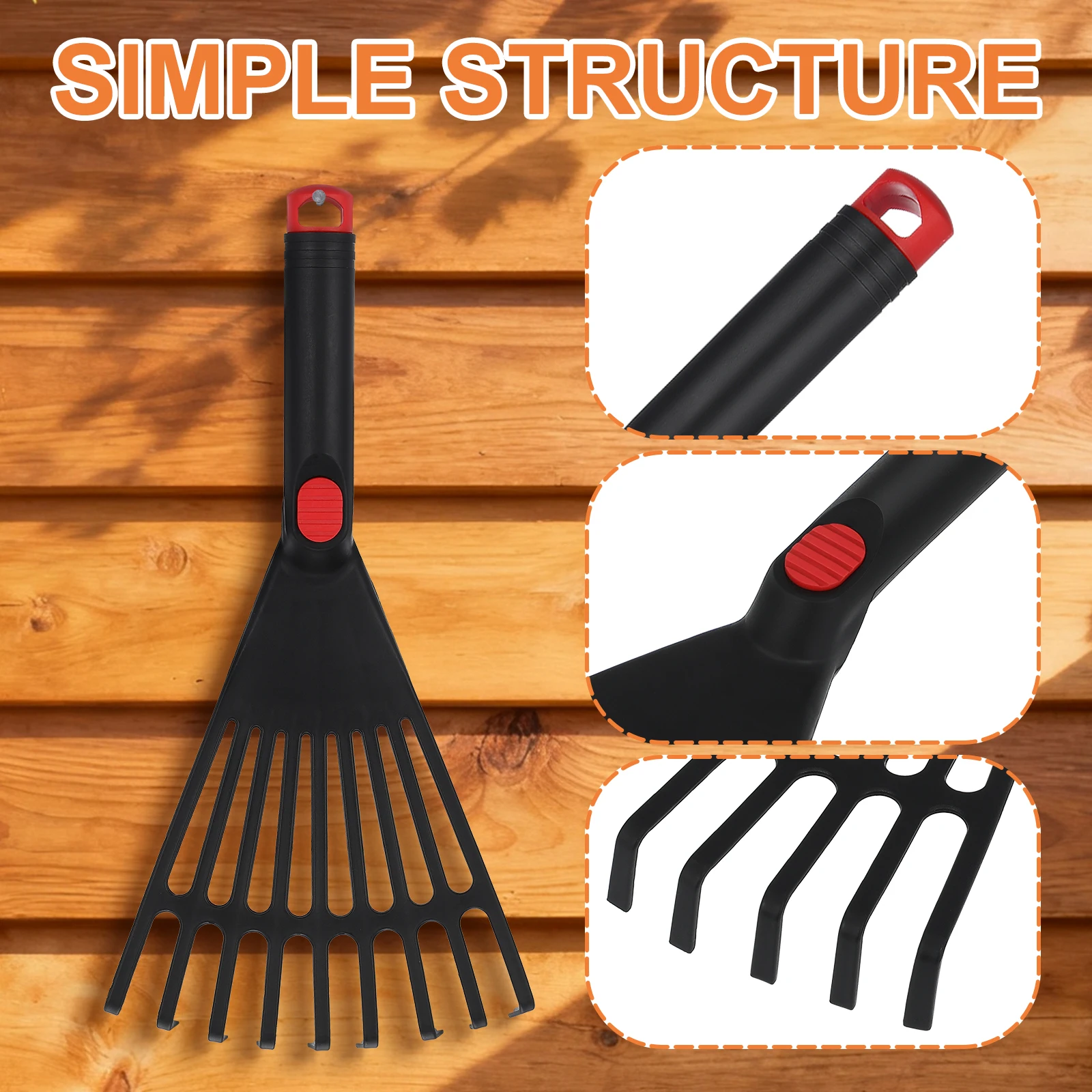 Leaf Rake Plastic Garden Rake Hand Tool With Handle For Removing Flower Bed Gardening Rakes Outdoor Use Leaf Cleaning Tools
