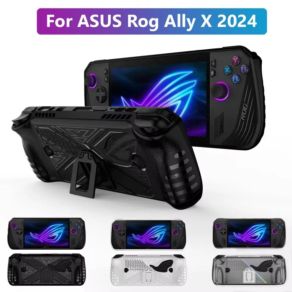 TPU Hard Case with Stand for ASUS Rog Ally X 2024, Rog Alloy X Accessories Protective Cover Soft Skin Kickstand Grip Case