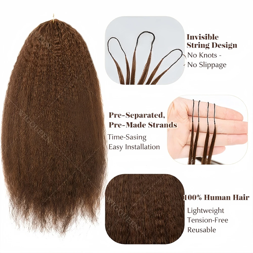 4/27 Highlight Feather Crochet Hair Kinky Straight Pre Looped Crochet Human Hair #27Honey Blonde Colored Bundles Hair Extensions