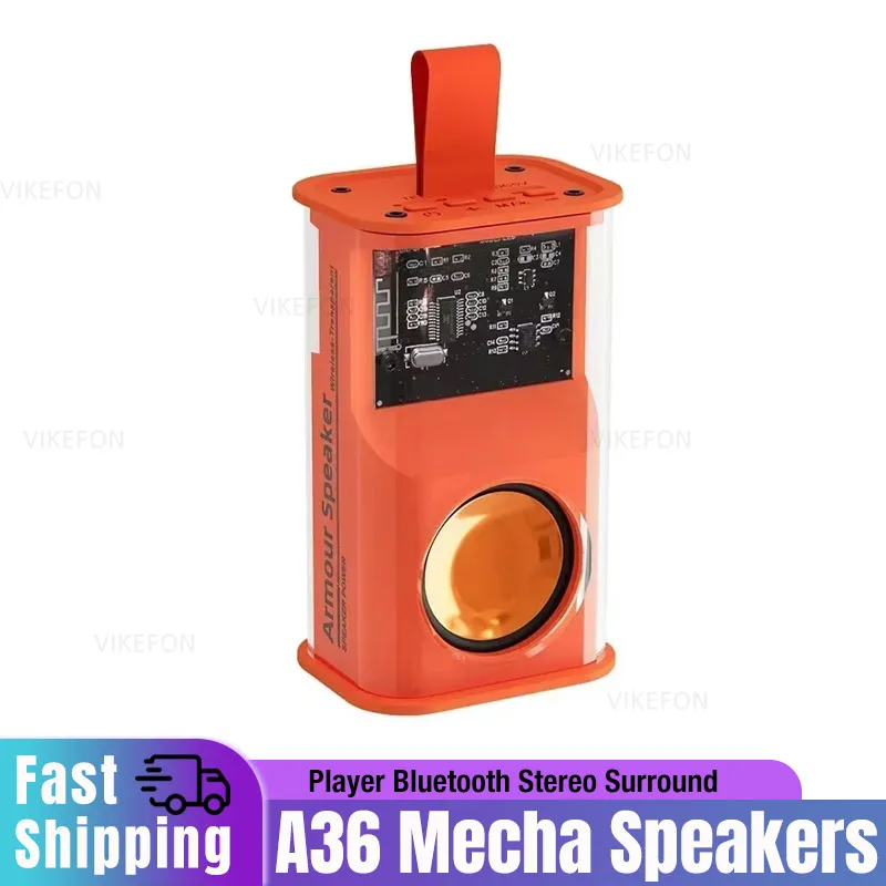 

New Transparent Wireless A36 Mecha Speakers Loudspeaker Sound Box The Bass Shake Speakers Audio Player Bluetooth Stereo Surround