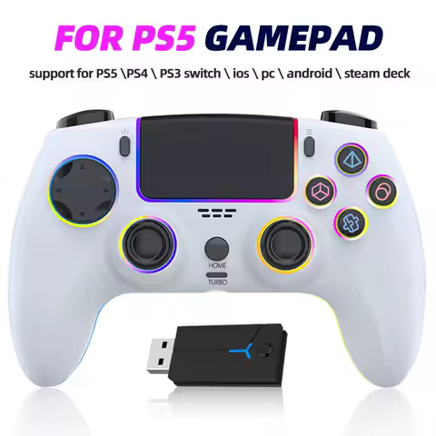 VILCORN RGB Light Effect Wireless Controller for P5/P4/PS3/Switch/PC/Steam Deck Gamepad for P5/MAC OS/Mobile Phone