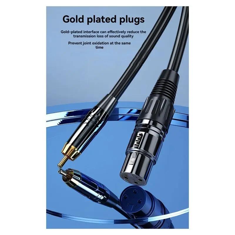 RCA Male Cable, Gold Plated Connector Cable, Coaxial Shield XLR Microphone Audio Cable Adapter 16.4Ft-AEF7
