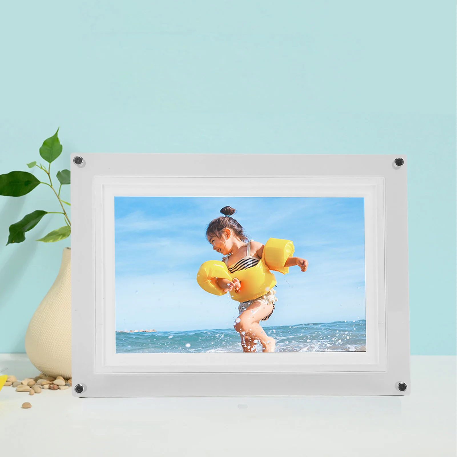 

10.1 Inch Digital Picture Frame Acrylic USB2.0 Electronic Photo Frame Video Music Player with LED Light 8GB Memory for Home