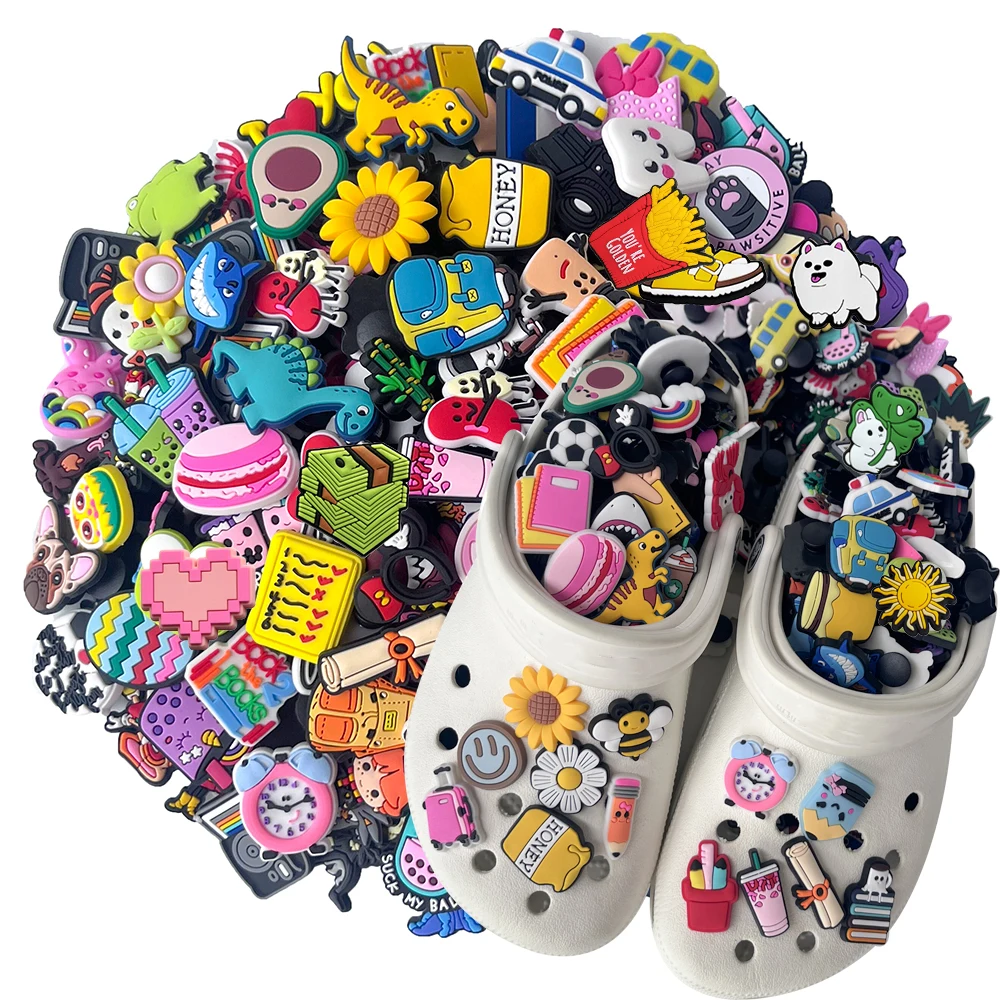 MINISO 30-100PCS Random Mixed Shoe Charms,PVC Shoe Accessory For Crocs, Wristband,Slipper,DIY Accessories Gift for Holiday Party