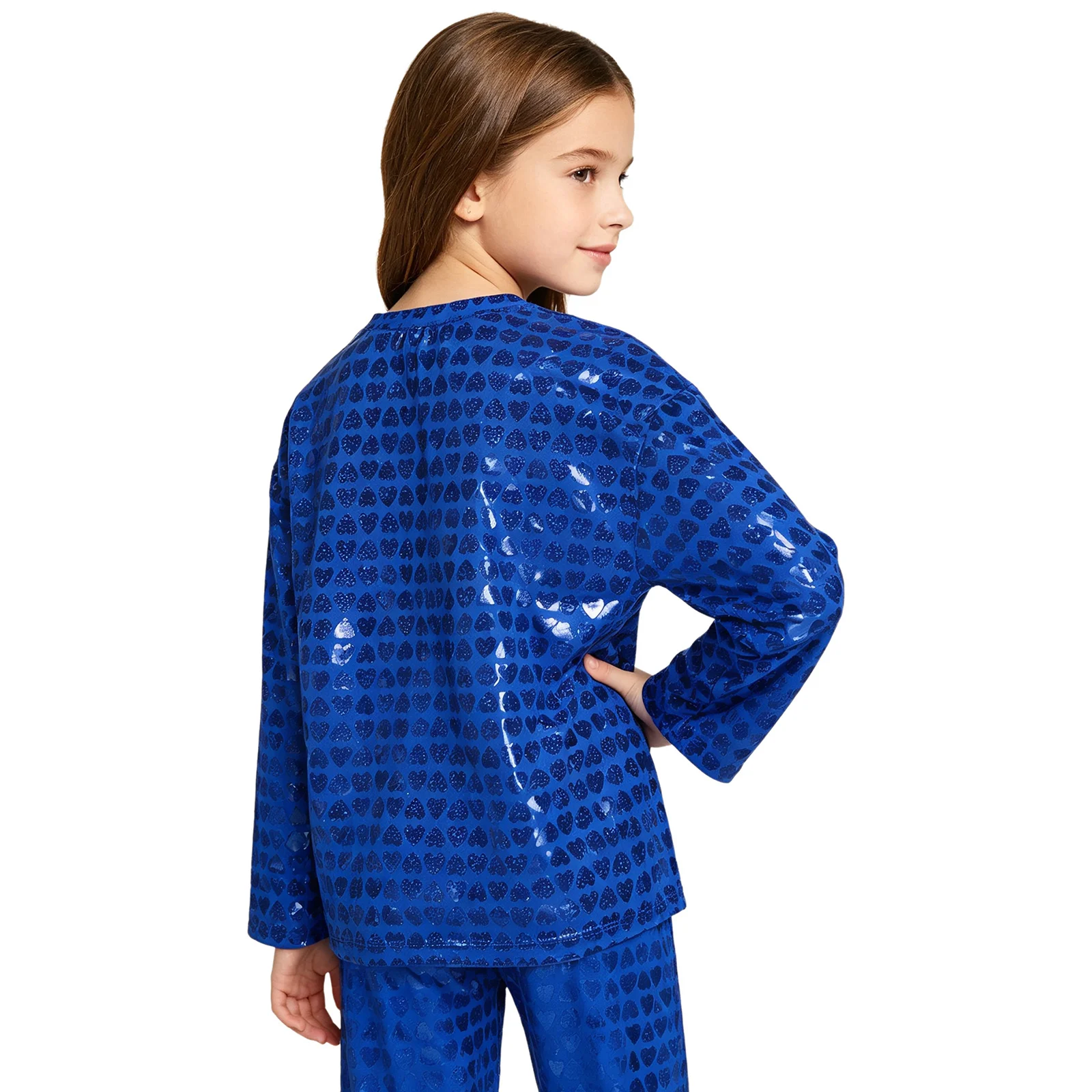 Kids Jazz Hip Hop Street Dance Tops Girls Boys Metallic Long/Short Sleeve T-Shirt Top Competition Stage Performance Dancewear