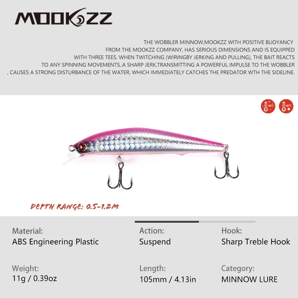 6.5G/9G/11G MOOKZZ For Artificial Fishing Lures Sinking Minnow High Quality Wobblers Baits Suspending Hot Model Crankbaits