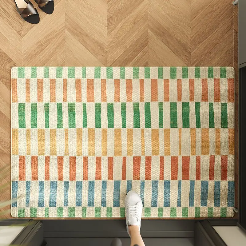 VIKAMA Tappetino da bagno moderno e minimalista a quadretti Zerbino da ingresso impermeabile antiscivolo resistente alle macchie per la decorazione domestica