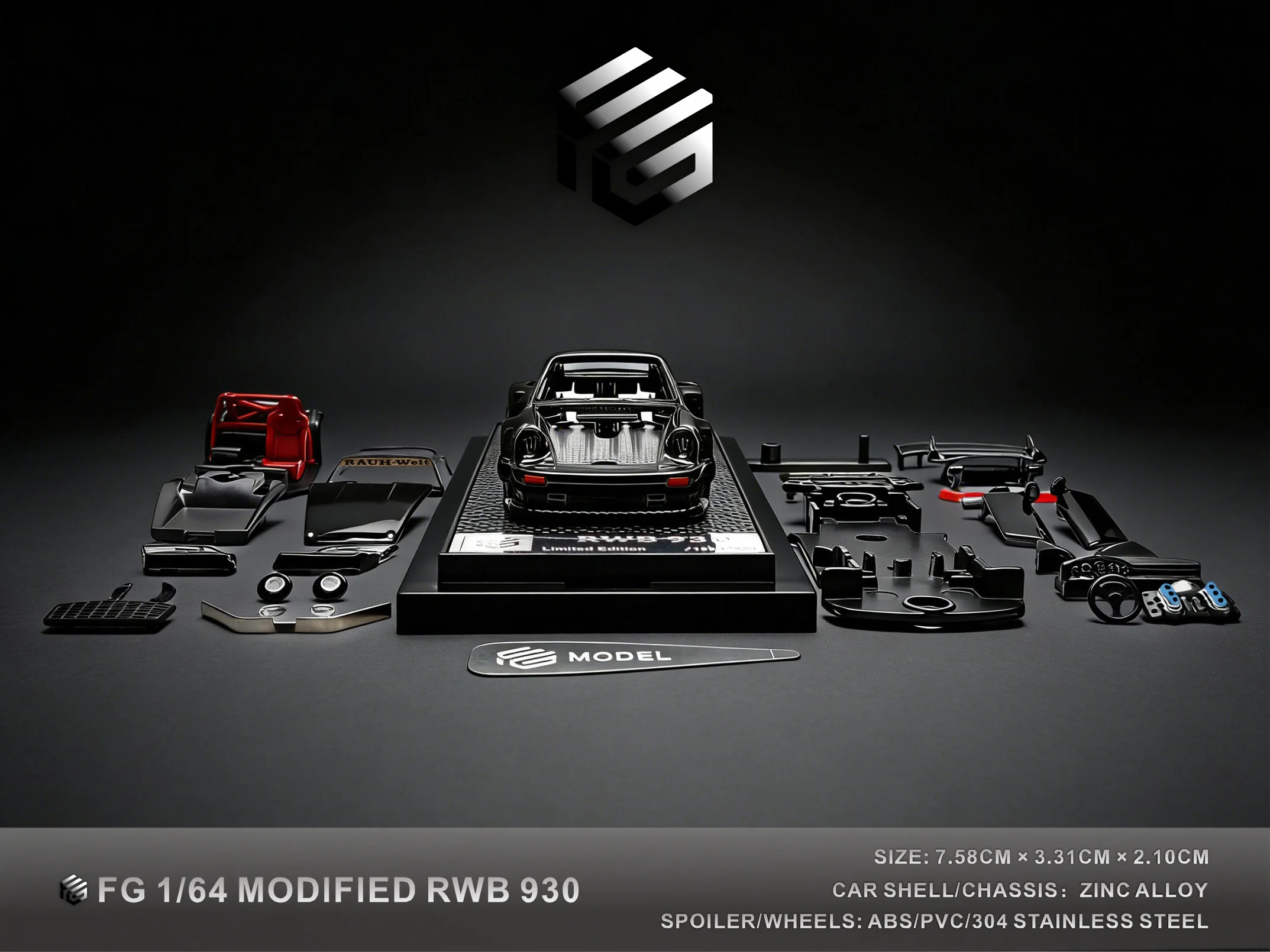 FG 1/64 Adult Collection Alloy Car RWB930 ML720S ML750S (Including Display Box) image 14