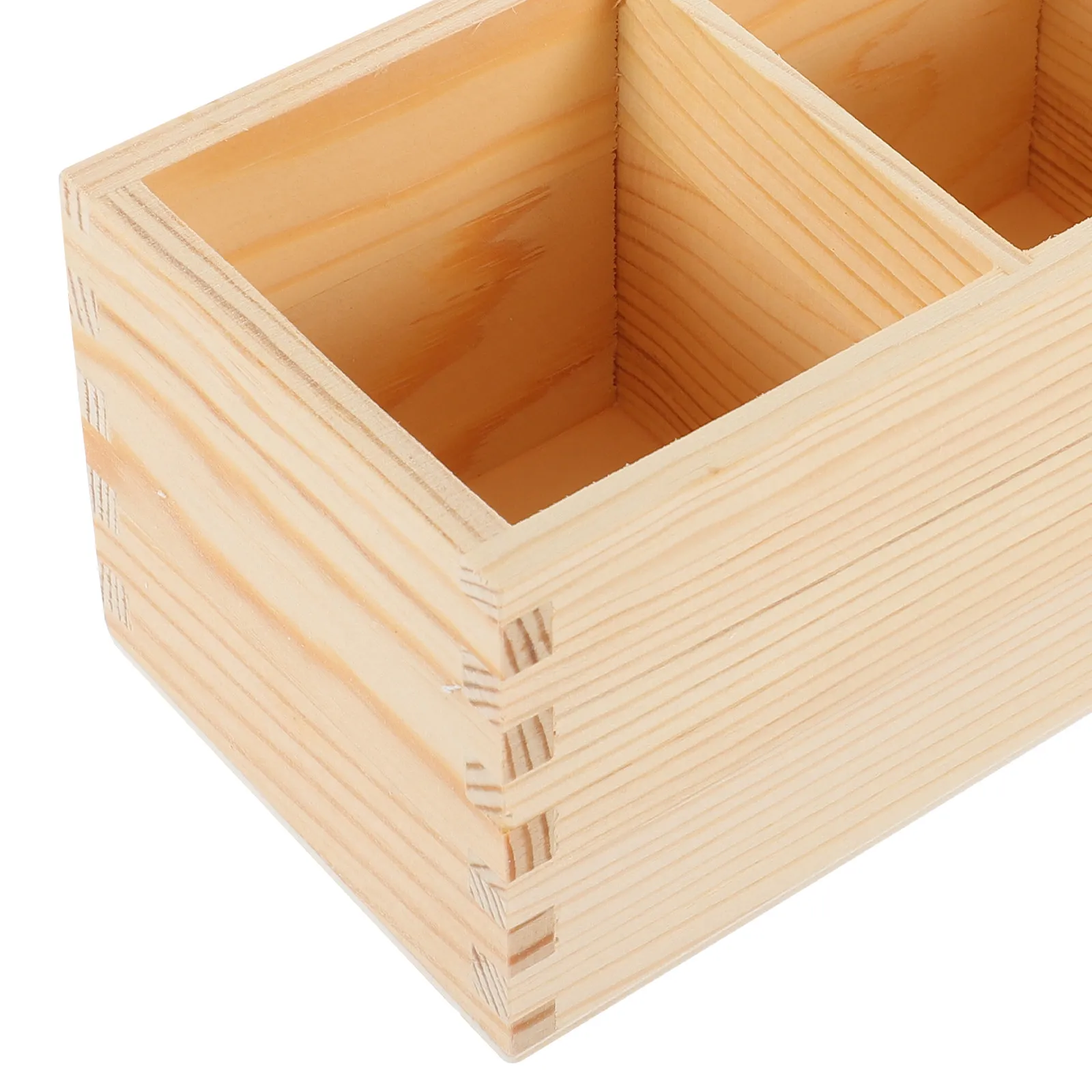 Pine Wood Pen Holder Desktop Organizer with Compartment Design for Makeup Brushes Lipsticks Nail Polish Stationery Storage