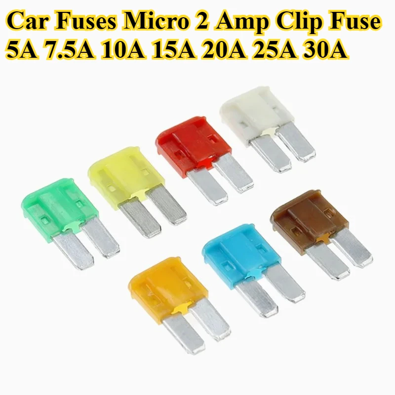 50/100Pcs/lot Fuses Micro 2 Car Fuse 5A 7.5A 10A 15A 20A 25A 30A Amp Clip Fuse for Car Truck Mini
