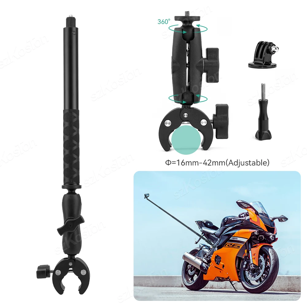 Bicycle Motorcycle Panoramic Selfie Stick Monopod Mount Handlebar Bracket For Insta360 One X2 X3 GoPro 11 10 9 8 SJCAM Accessory
