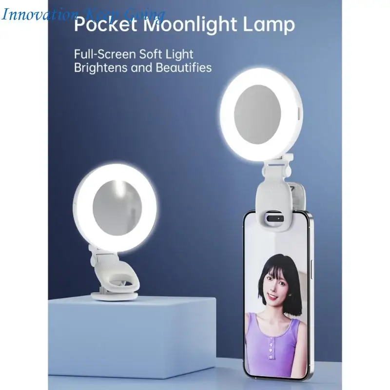 E65C Rings Light for Laptop Desk Clip On,Small Computer Video Conference Lighting Adjustable LED Selfie Light