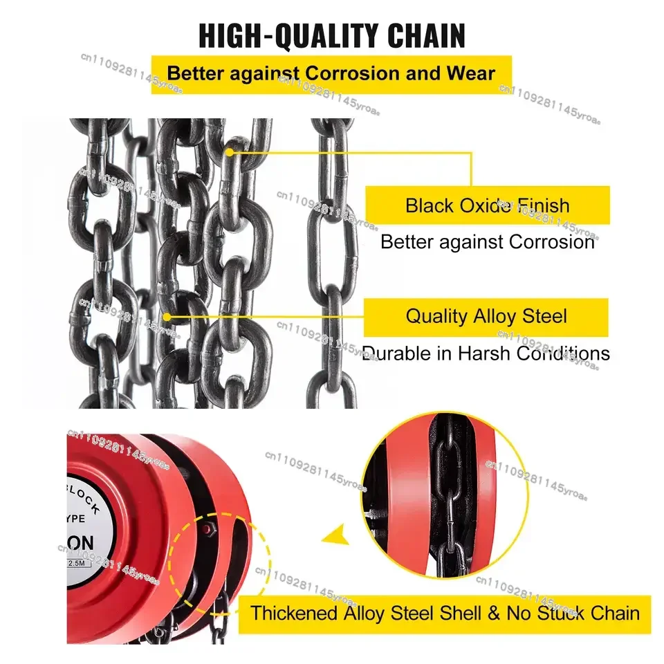 Hand Hoist Manual Hoist 1 Ton 2 Tons 3 Tons 5 Tons Hand Crank Household Lifting Manganese Steel Hanging Gourd