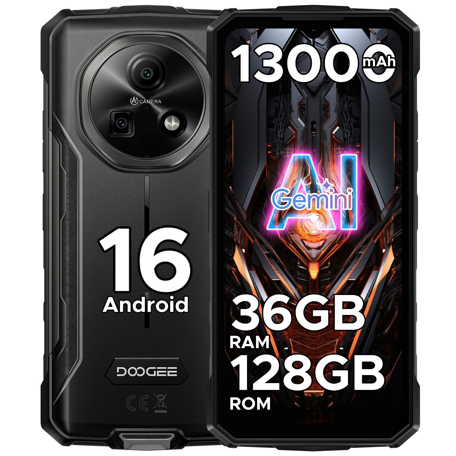DOOGEE Fire 7 5G robuuste telefoon Dimensity 6300 13.000mAh batterij 6,6'' display 64MP camera wereldwijde versie Android 16 smartphone