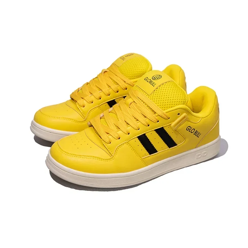 Yellow Women's Sneakers 2024 New PU Leather Ladies Moral Training Shoes Casual Spring Autumn Flat Shoes Women with Retro Design