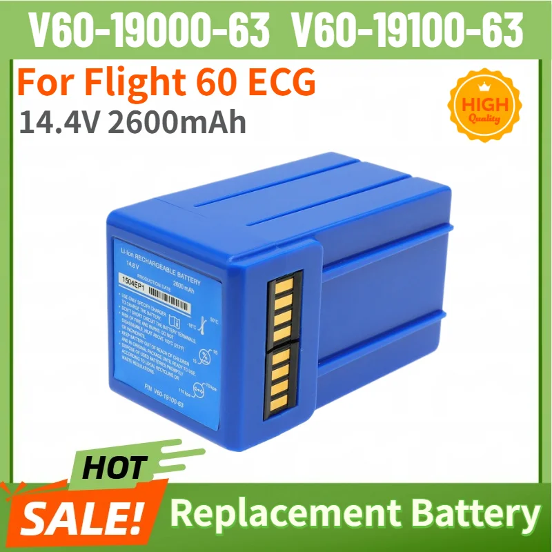 100% New 14.4V 2600mAh High Quality V60-19000-63 V60-19100-63 Medical Battery for Flight 60 ECG Replacement Battery