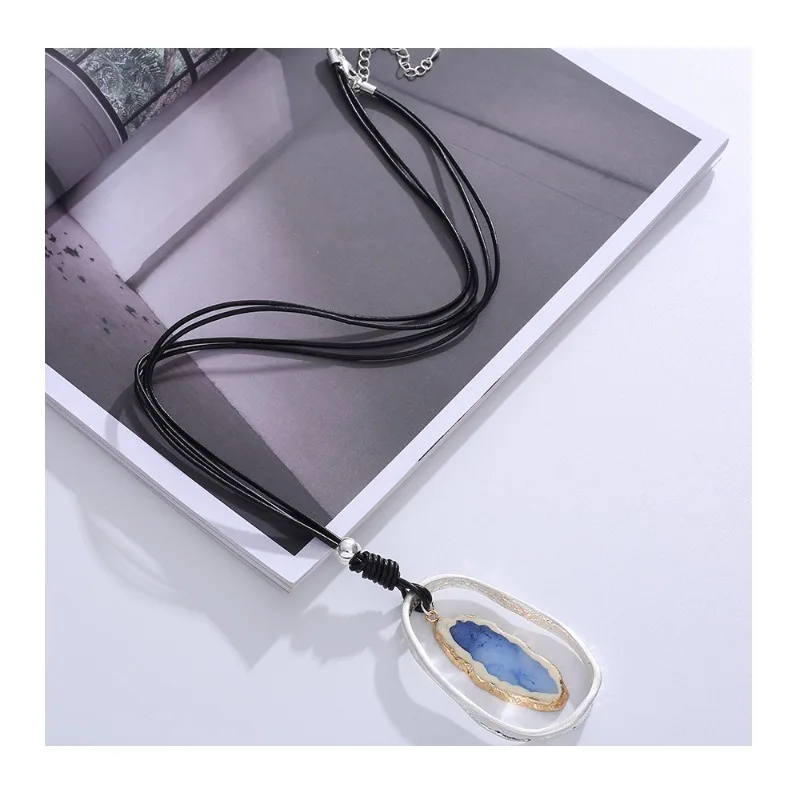 

Popular Foreign Trade Fashion Ethnic Style Simple Natural Stone Women's Jewelry Pendant Long Sweater Chain