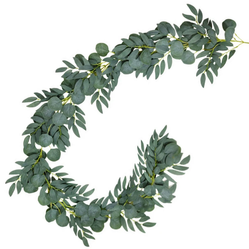 1M/2M Eucalyptus Artificial Flowers Christmas Garland for Wedding Home Room Decoration Garden Arch DIY Fake Plant Lvy Vine