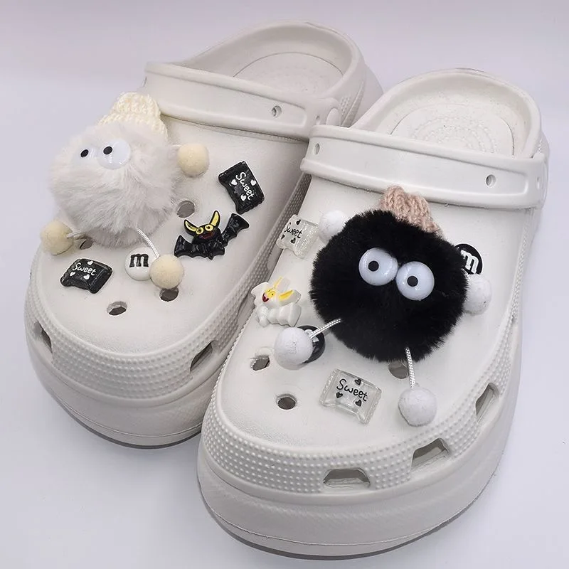 Funny Cartoon Coal Balls Hole Shoe Charms Decorations Candy M Beans Flower Shoes Buckle DIY 3D Hole Shoe Accessories