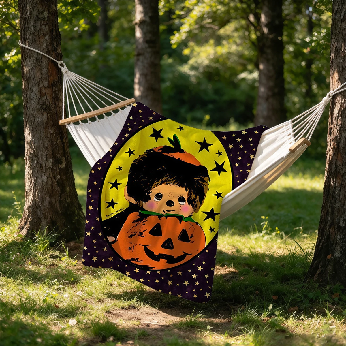 Halloween Monchhichi Flannel Blanket Warm Soft Halloween Christmas Couch Warm Cozy Decorative Decor Gift for All Season