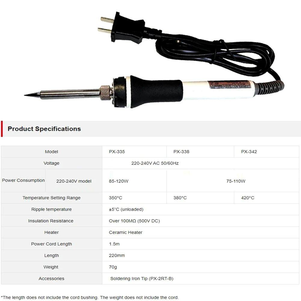 Imagem -03 - Ferro de Solda a Temperatura Fixa com Aquecedor Controlado Automaticamente Japão Goot Px335 Px-338 Px-342 220v