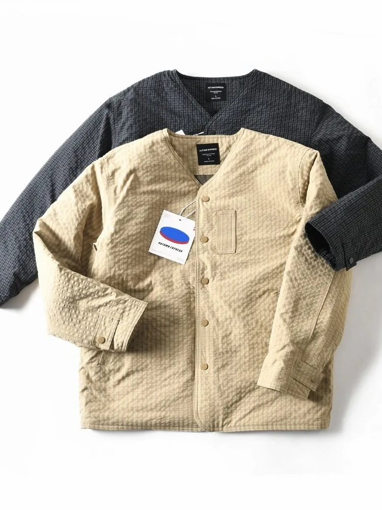 

Trendy Plaid Casual Thiened Cotton Jaet Men's Sle Autumn Winter New American Khaki Loose Fit Warmth Youth Faion