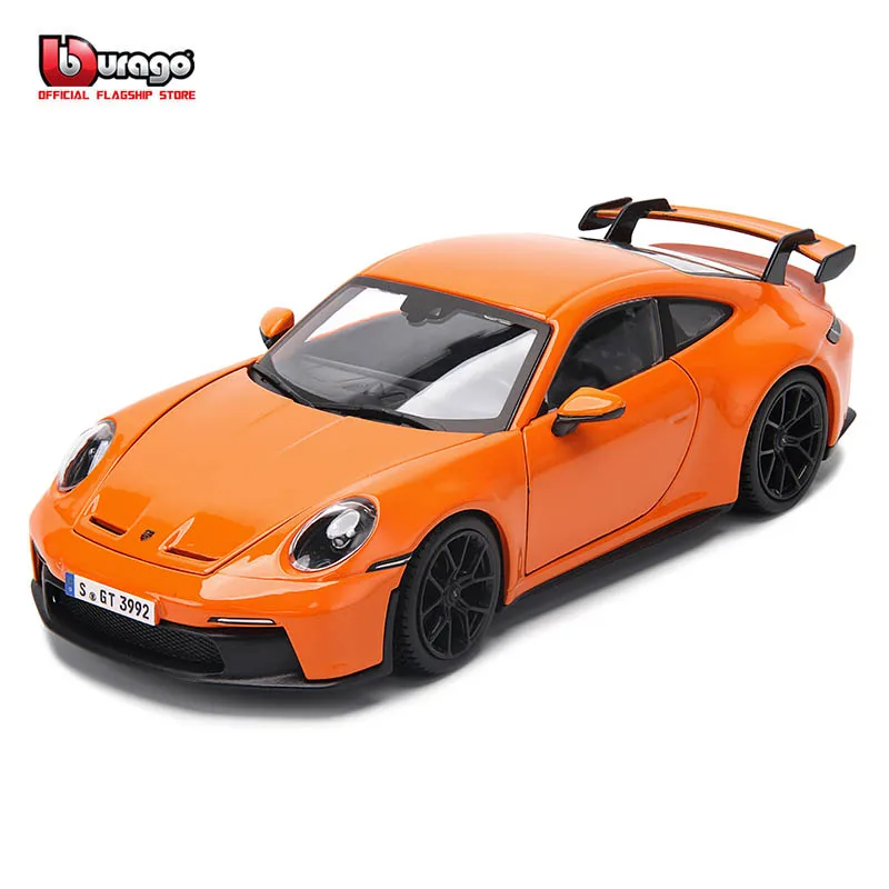 Bburago 1:24 Porsche 911 GT3 Fluorescent Green gray Alloy Luxury Vehicle Diecast Cars Model Toy Collection Gift Birthday Present